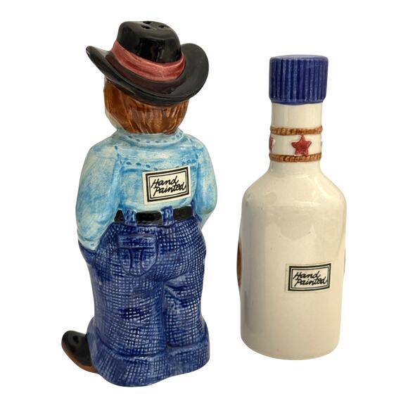 BUBBA'S Barbeque Salt & Pepper Shaker Western Cowboy Hand Painted OCI 1992 RARE - Picture 2 of 13